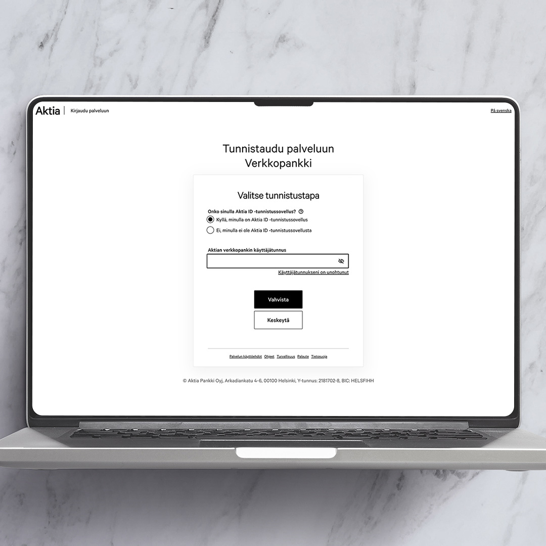 2. Tunnistaudu verkkopankkiin tai asiointipalveluun