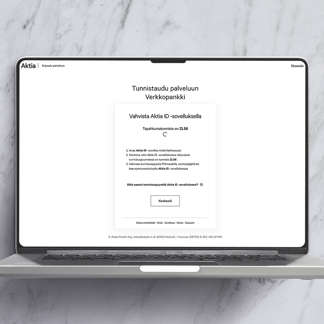 3. Vahvista kirjautumisesi Aktia ID -sovelluksella