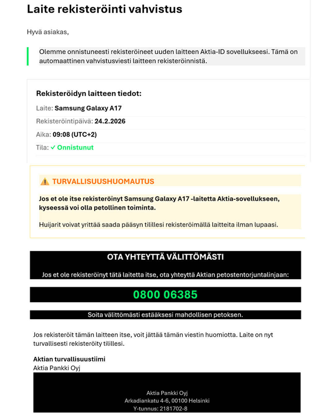 Exempel på bedrägerimeddelanden