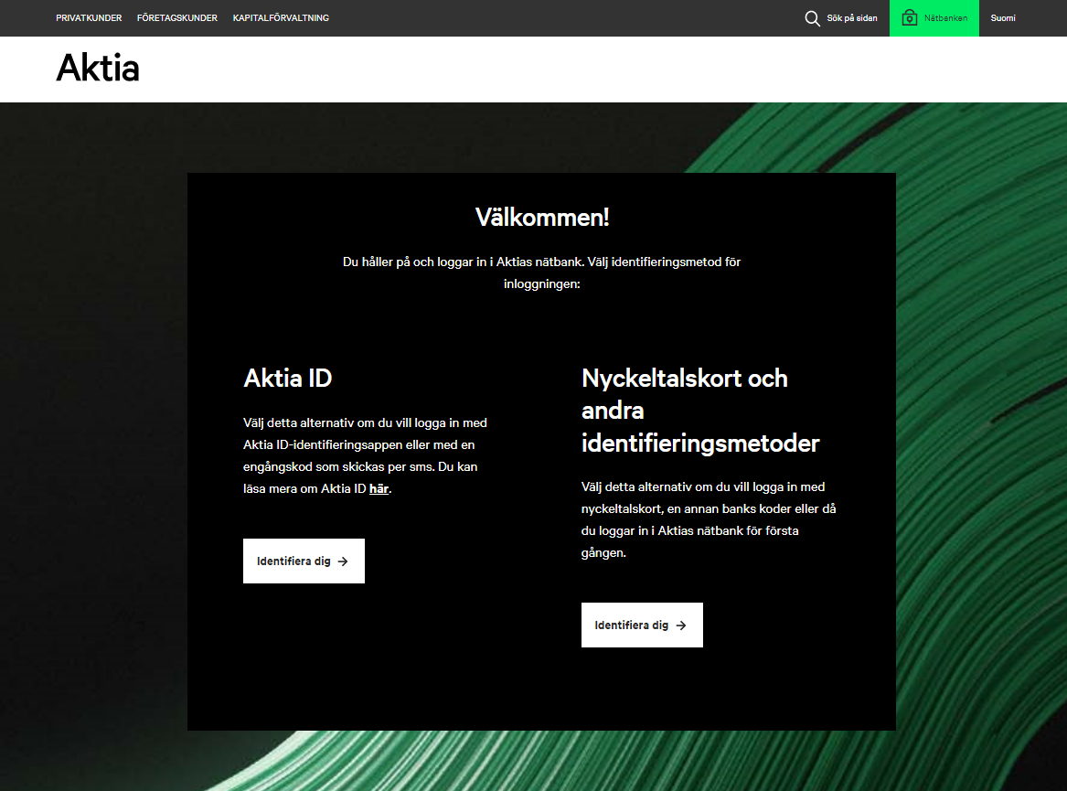 Nätbankens nya inloggningssida
